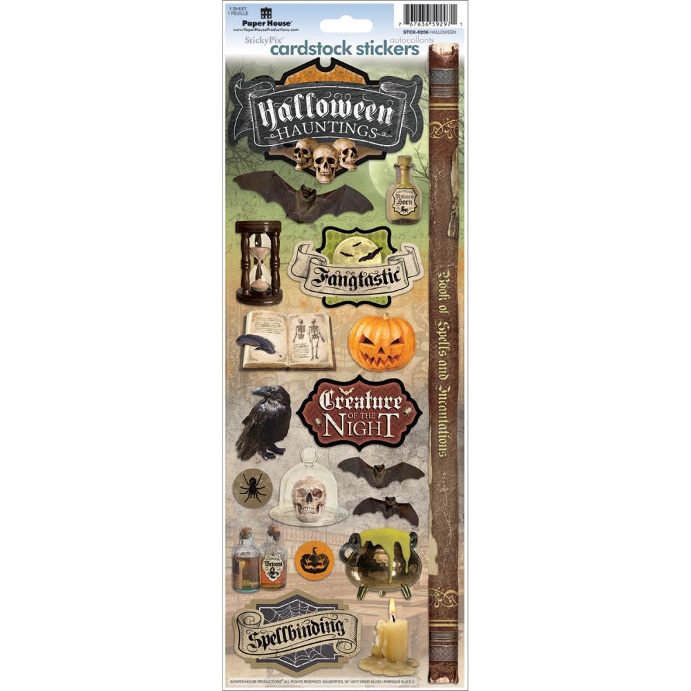 Stickers Cardstock PH 13″ Halloween Hauntings Poison Skulls Bats Creature Night