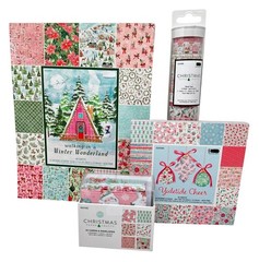 Christmas Paper Crafts Set Pink Holiday Scrapbook Holiday Packs Cards Washi Tape