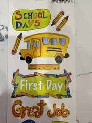 Miss Elizbeth’s 2-Sided Value School Day Stickers Crayons Bus Globe Scrapbooking