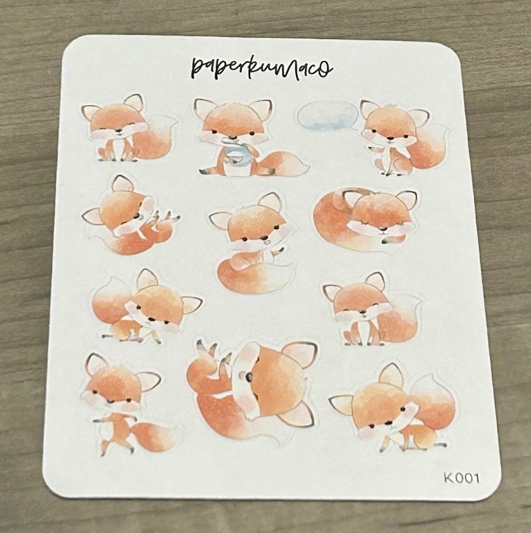 NEW Paper Kuma Co Foxes 🦊 Sticker Sheet PaperKumaCo Stickers