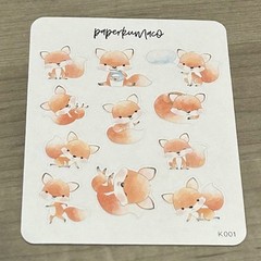 NEW Paper Kuma Co Foxes 🦊 Sticker Sheet PaperKumaCo Stickers