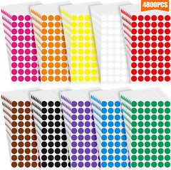 Epakh 4800 Pieces 1/2 Inch round Color Circle Dot Sticker Labels 10 Assorted Col