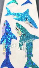 HAMBLY STUDIOS PRISMATIC GLITTER BLUE TEAL SHARKS FISH VINTAGE RARE RETIRED