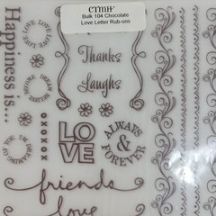 Close to My Heart Love Letters Rub Ons Chocolate Bulk 104 5 Sheets Wooden Sticks