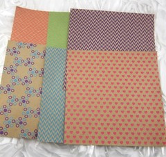 25 Sheet lot of 6×6 Kraft and Neon Acid Free Paper Stock