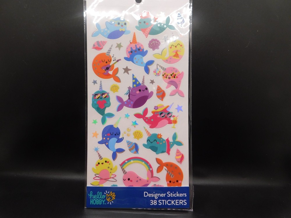 Hello Hobby Gnarly Narwhal flat stickers 38 stickers