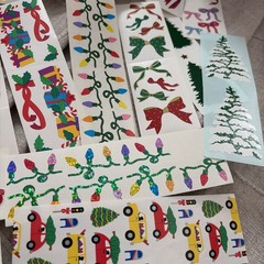 Big Lot Vtg Mrs. Grossman’s Christmas Stickers Metallic Glitter Elf Santa Tree