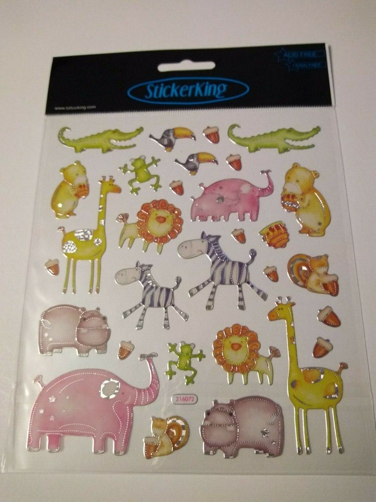 Crafts Stickers SK Cute Animals Giraffes Lions Elephants Alligators Whimsical