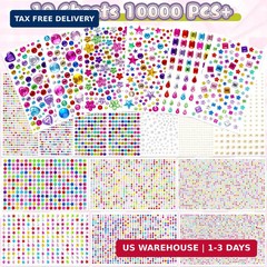 10000PCS+ Gem Stickers, Rhinestone Stickers for Crafts, Self-Adhesive Bedazzling