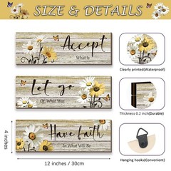 ZINYAZHE 3 Pcs Farmhouse Bathroom Wall Art – Daisy Floral Flowers and Butterf…