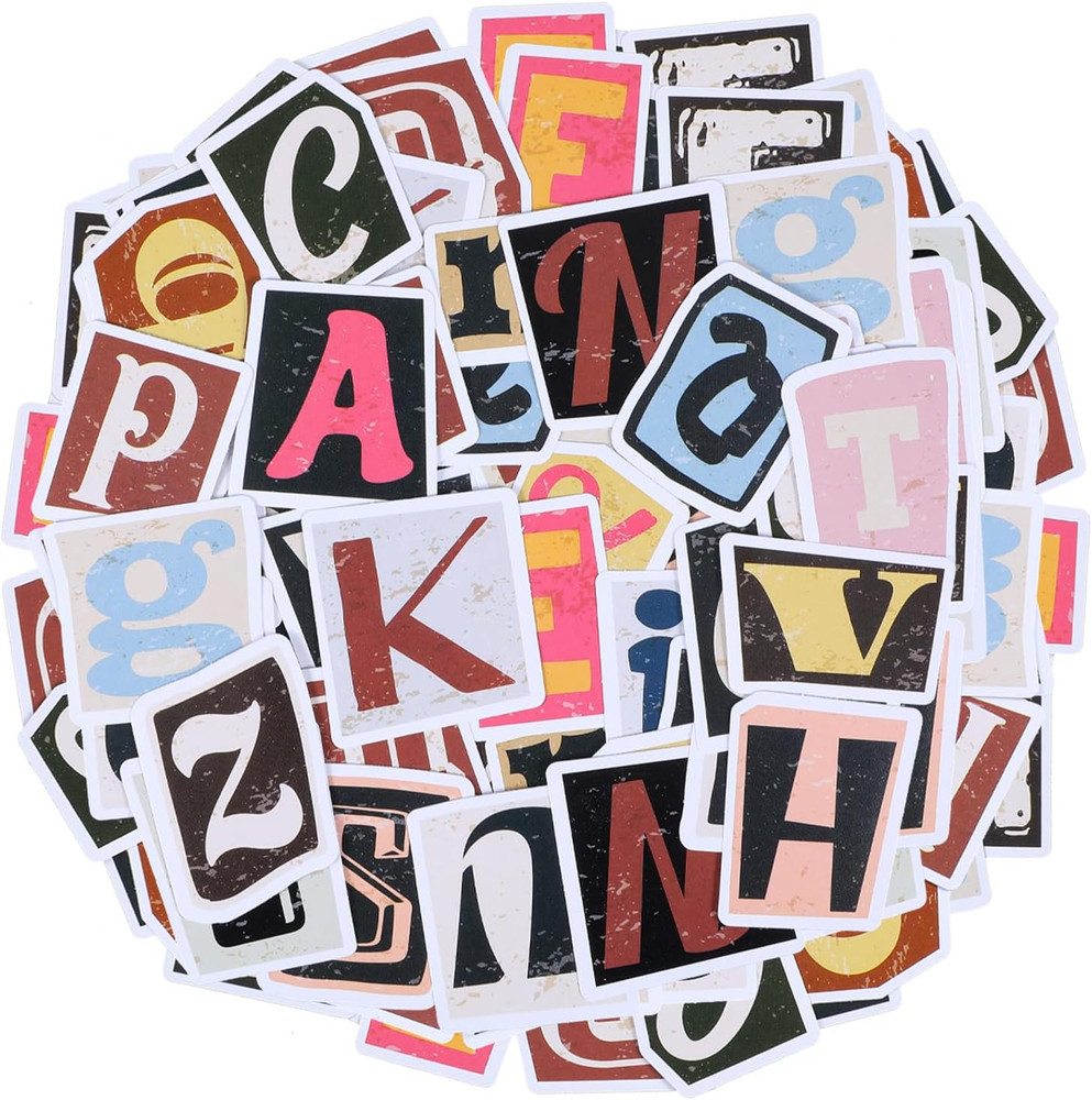 156Pcs Retro Alphabet Stickers, Vintage Scrapbook Decals Multicolor Letter Stick