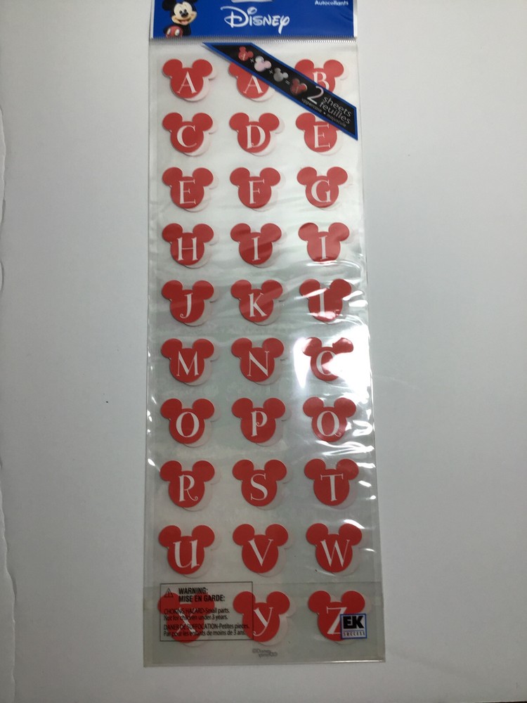 Disney Mickey Mouse icon Alphabet stickers 60 pieces on 2 sheets!