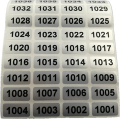 Consecutive Number Inventory Stickers Waterproof Silver Labels 1001-2000 Roll