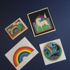 Vintage 1979 & 80s Sticker Lot Illuminations- Rainbow Unicorn Whale Colorful