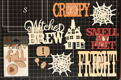 HALLOWEEN Wooden Shapes Celebrate it/Art Minds FRIGHT, CREEPY, HOUSE LOT of 13