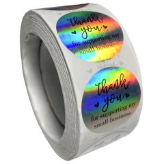 NEW Y Stickers 1″ Thank You 500ct Iridescent Labels