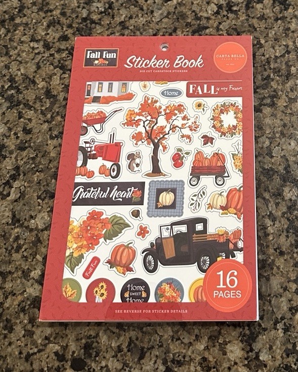 Carta Bella FALL FUN Sticker Book 16 Pages Icons Letters Words Phrases