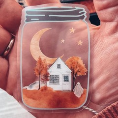 Spooky Vibes Sticker – Ghost Fall Landscape – Vinyl