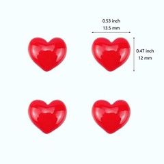 FAZHBARY 120 PCS Red Heart Resin Flatback Plastic Mini Bulk