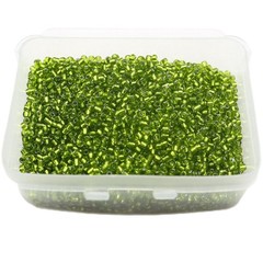 4000 pcs Light Green Glass Beads 2mm Silver Foil lined + Storage Box Jewelry