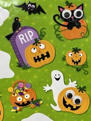 Rare Vintage Stickers Collectible Halloween Googly Eyes Pumpkin Monster Creature