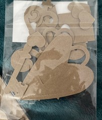 Lot of (2) Cardboard Accents by Glitter Dust Designs, mannequins, buttons,hearts