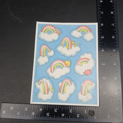 Vintage 1980s Fuzzy Flocked Stickers Rainbows & Clouds Hallmark Cards 1 Sheet