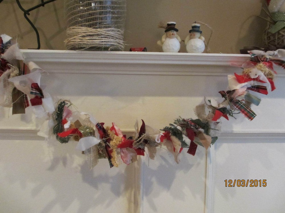 Fabric Rustic Style Holiday Garland,Rustic Christmas Garland,Rustic Wedding Garl