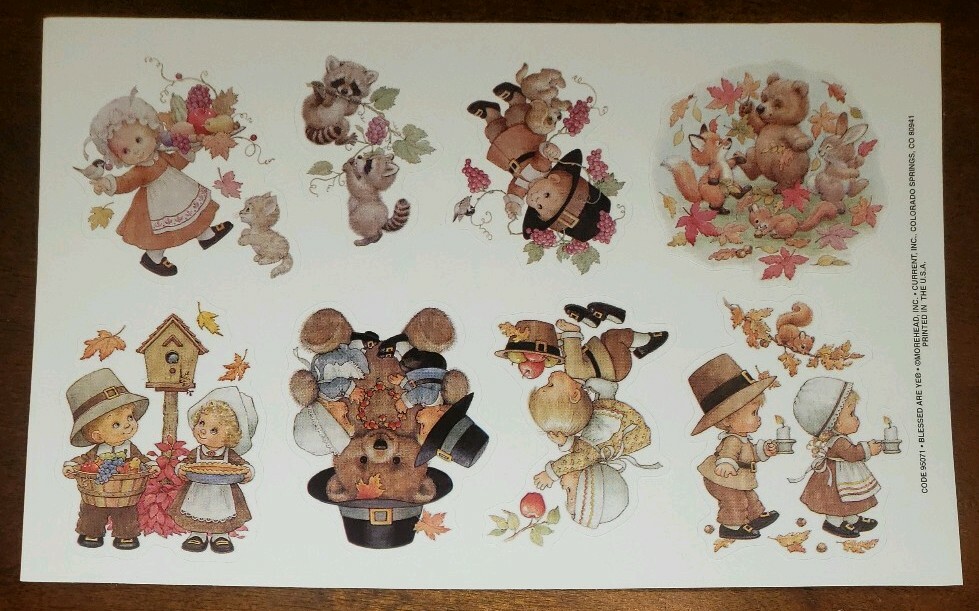 Vintage Morehead Blessed Are Ye Thanksgiving Fall stickers seals