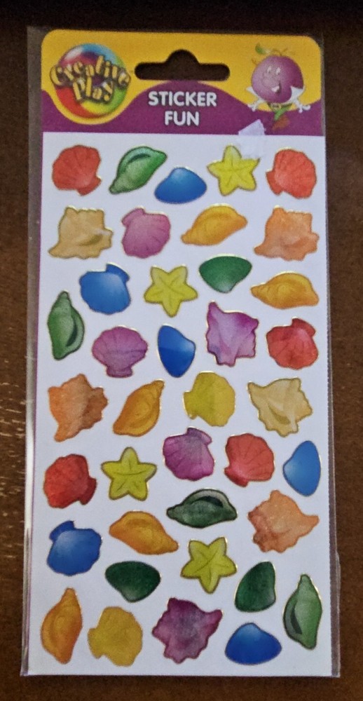 Creative Play Purple Peach Ltd, foil sea shell stickers, NIP
