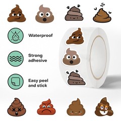 500PCS Poop Stickers 10 Styles Sticker Rolls Funny Meme Stickers Poop Party F…