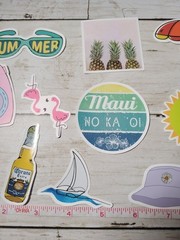 Set of 12 Summer Themed Stickers For Scrapbooking Cups Journaling