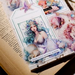 42 pcs Mermaid Translucent Vellum Matte Surface Paper Sticker Scrapbook Craft