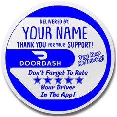 Custom DoorDash Thank You Sticker Round,Name Personalization,Rate & Tip Reminder