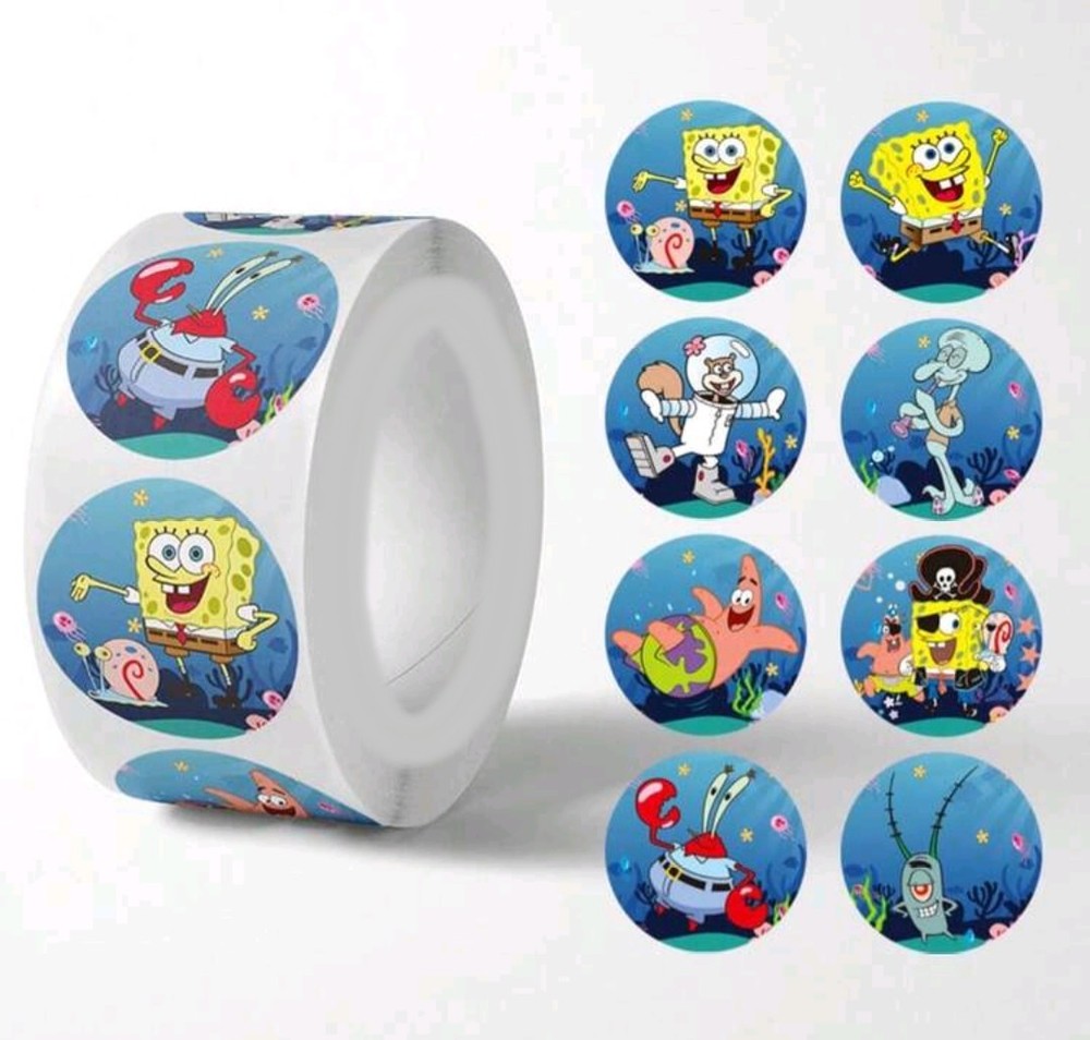 100 SPONGEBOB ASSORTED 1″ STICKERS LABELS SEAL DISNEY PARTY FAVOR GIFT MOVIE