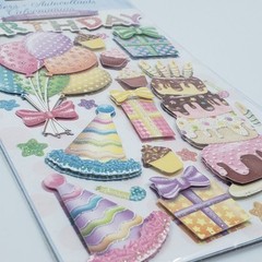 Punch Studios Birthday Party Glitter Dimensional Paper Stickers Scrapbook