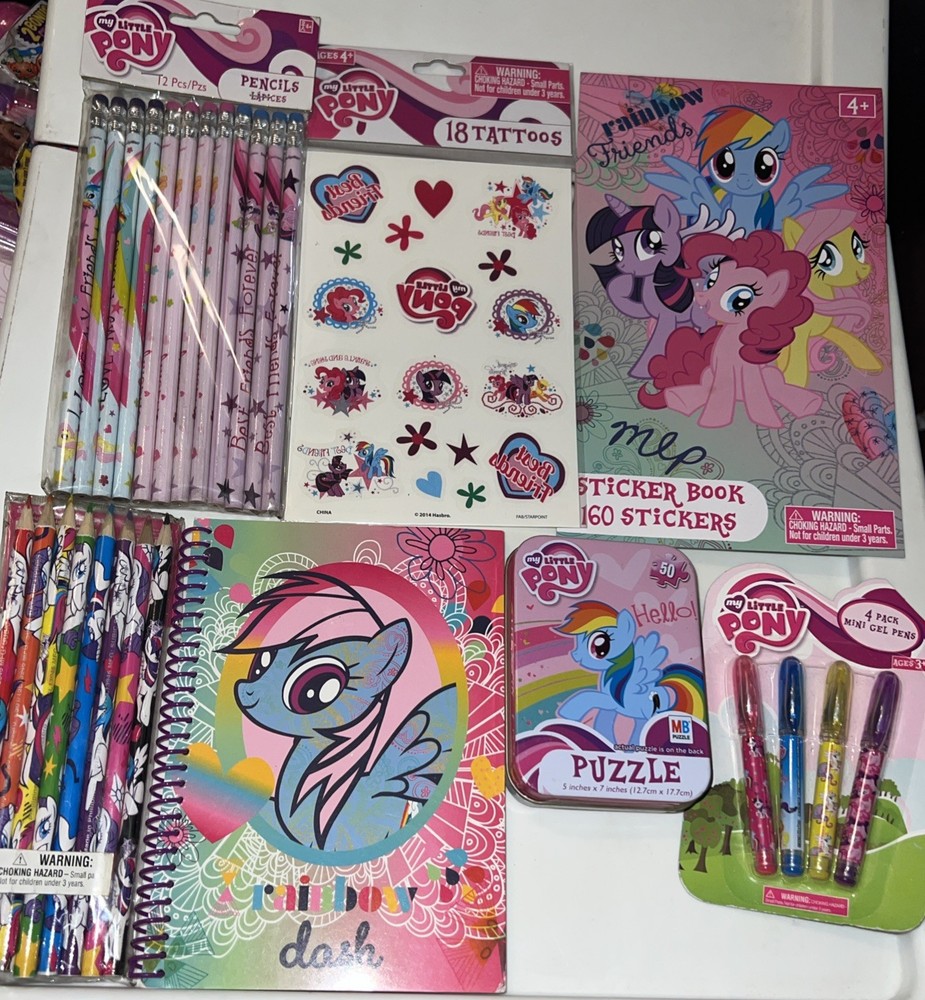 My Little Pony Pencils,Stickers, Tattoos,Color Pencil,puzzle In Tin,Gel Pens,Etc