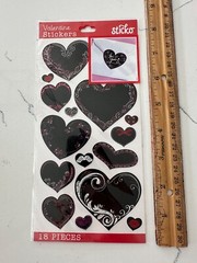 Sticko Valentine Stickers 18 PC Decorative Chalk Hearts Scrapbooking Crafts Art