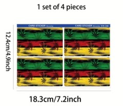 VIBRANT 420 Themed Rasta Pot Leaf Credit/Debit Card Skin/Sticker 4pk