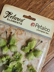 Petaloo Textured Elements «Pistachio Burlap Blossoms» Flowers RETIRED New #17