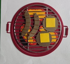 1 Barbecue Grill With Foods For summer Days Cardstock die cuts scrapbook cards