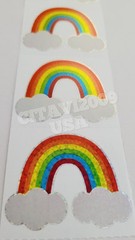 JILLSON & ROBERTS STICKERS HAMBLY PRISMATIC GLITTER SHEET RAINBOW CLOUDS.