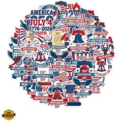 American 250 Stickers Party Favors, 50 Pcs Patriotic Sticker Decals for 250t…