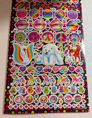 NEW! LISA FRANK STICKER PAD ~ OVER 600 Mini to Large COLORFUL STICKERS! 5 Sheets