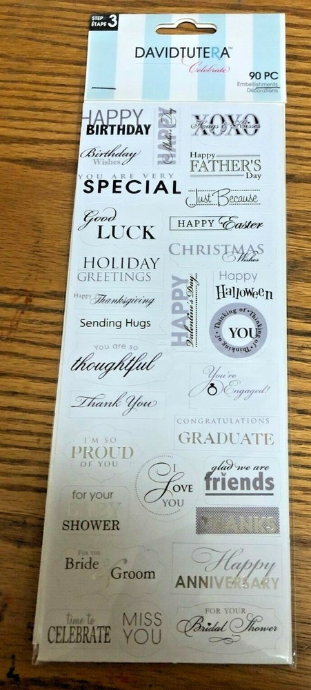 DAVID TUTERA CELEBRATE EMBELLISHMENTS STICKERS 90 PC