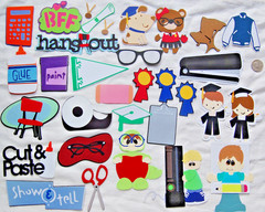 huge lot diecut paper piecing 33 pieces SCHOOL student grad award tape desk brad