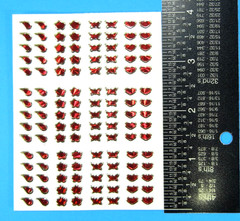 Gold Lined Red Gem Hearts Stars Butterflies Micro Sticker Sheets Set Of 2