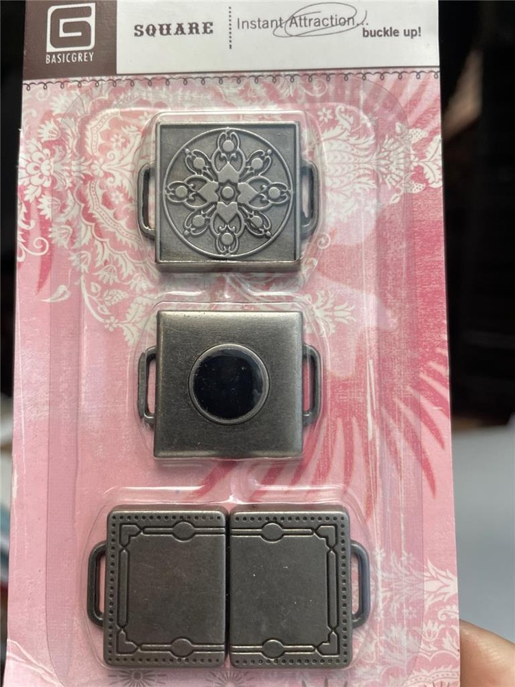 RARE Vintage Basic Grey MAGNETIC BUCKLES 3 PACK free USA ship