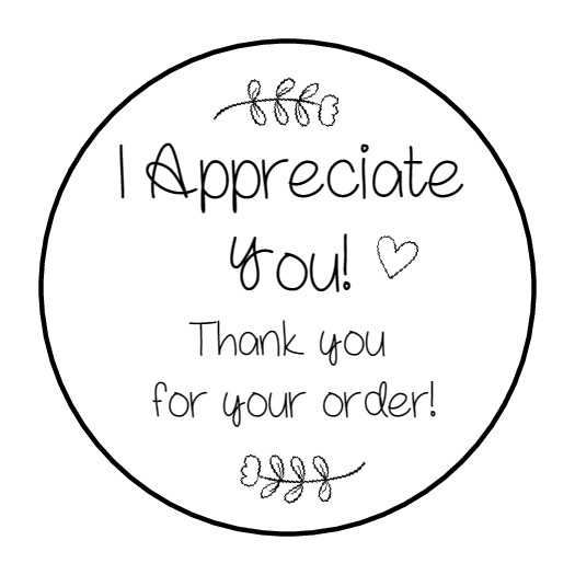 30 1.5″ I APPRECIATE YOU, THANK YOU LABELS /SEALS ROUND STICKERS