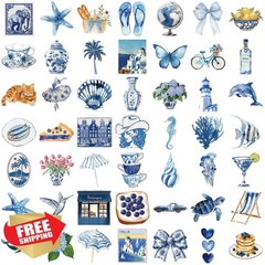 ZOLAREIN Blue Coastal Stickers, 50 PCS